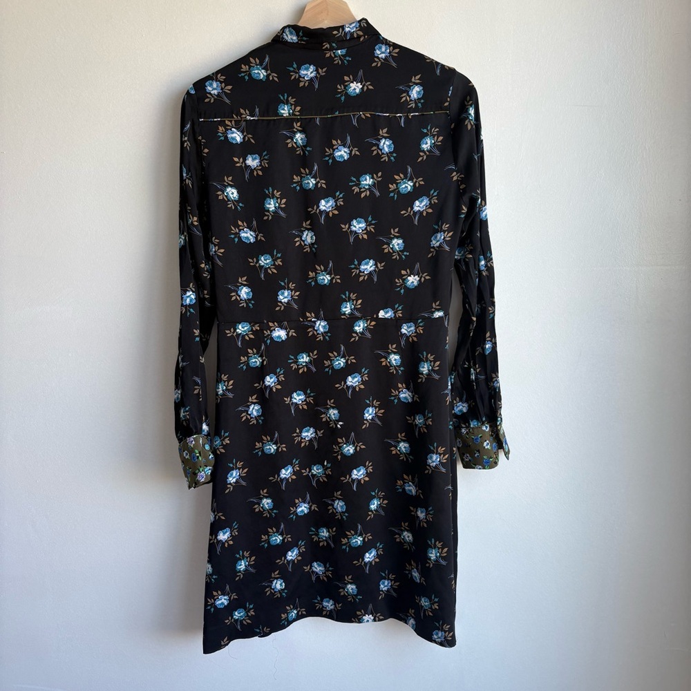 Sandro Paris Black Floral Button-Front Satin Dress- Size 38 (US 6) 100% Viscose - Picture 11 of 14